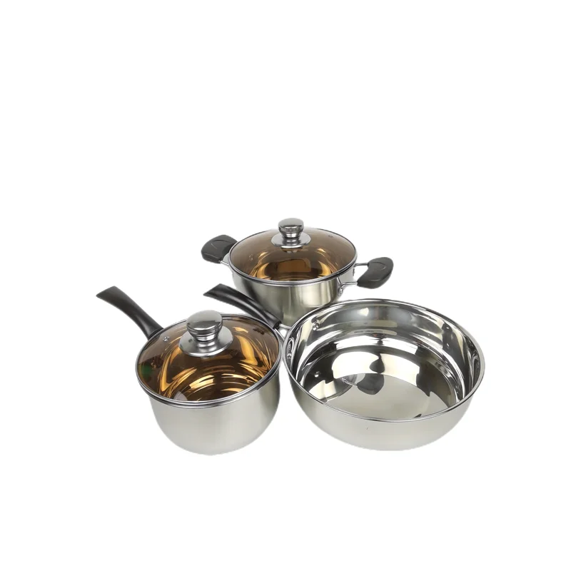 Belly shape capsule bottom casserole pot palm restaurant stainless steel cookware sets