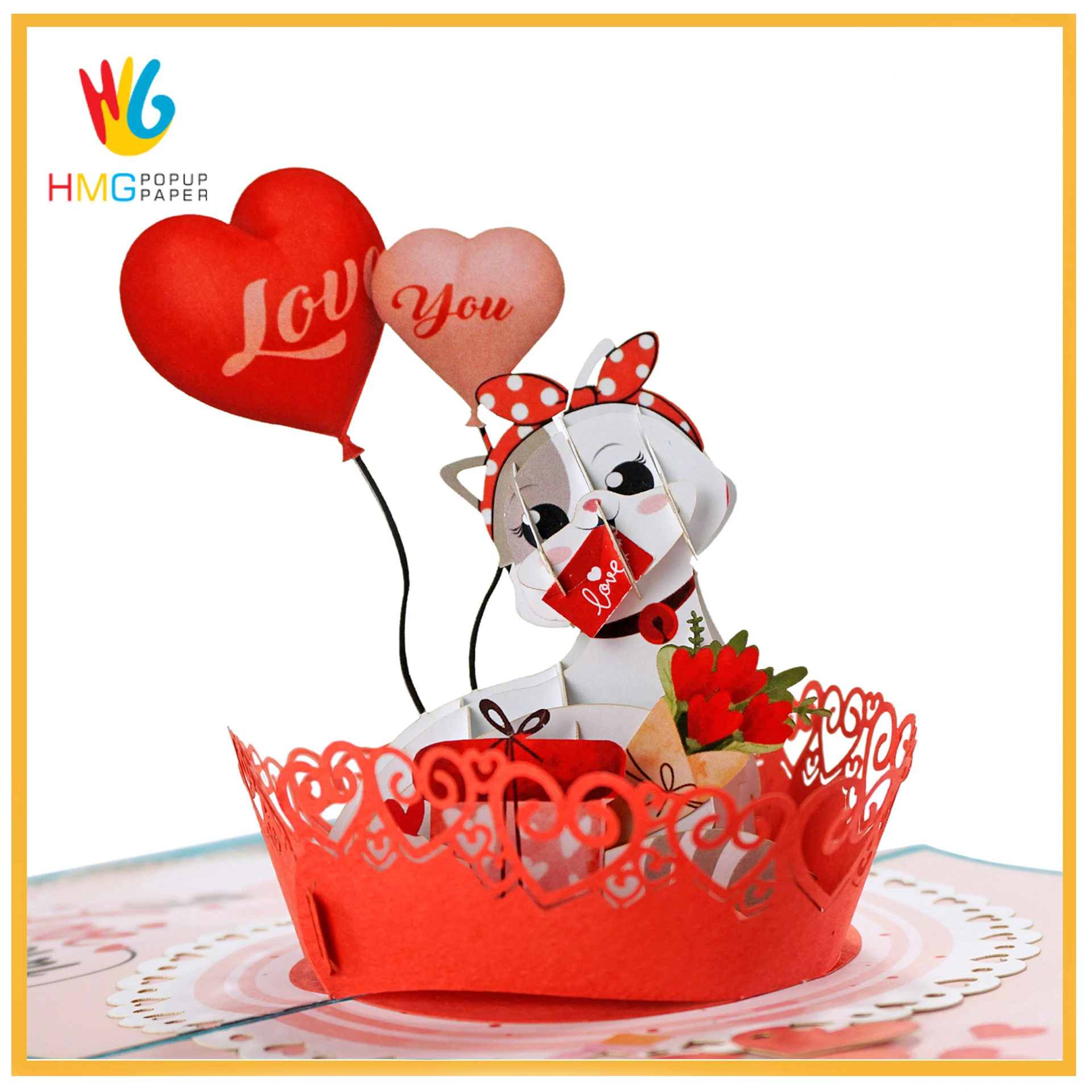 Best Selling For Anniversary Bride Wedding Custom Valentine 3D Pop Up Greeting Cards Custom Design and manufacturing