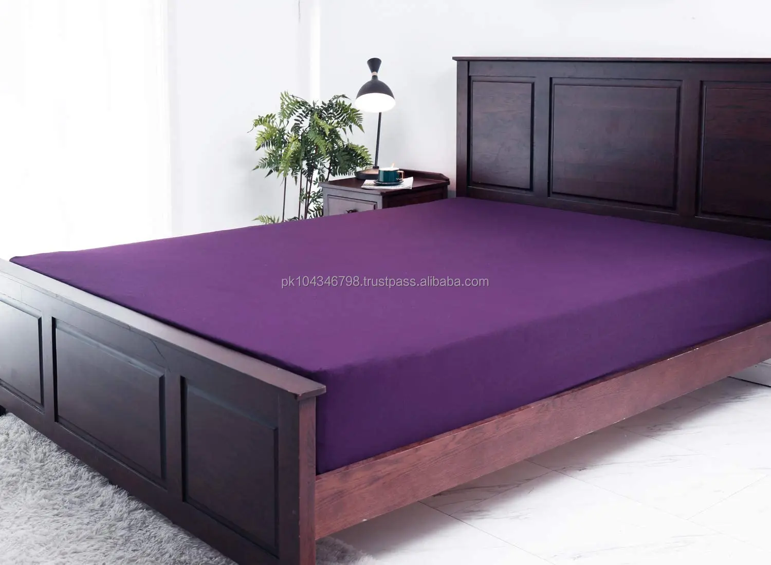 Purple Color 140x200 cm High Quality Jersey knitted Fitted Sheet Knitted with soft jersey cotton for sleep comfort