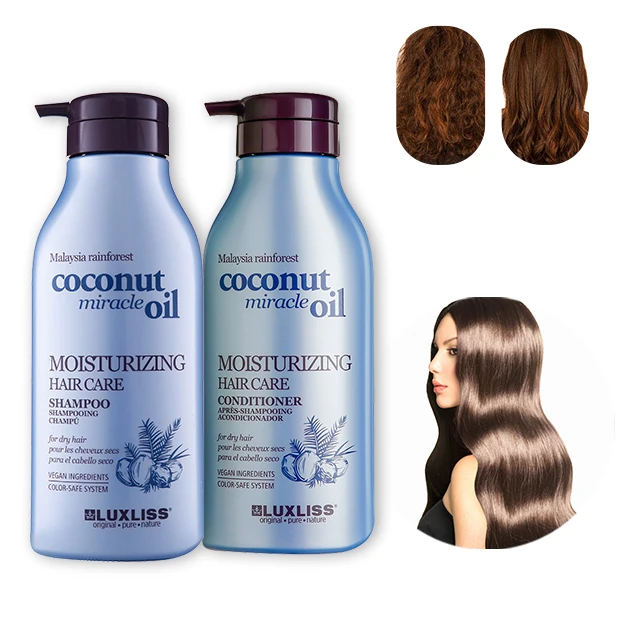 LUXLISS brand moisturizing hair care private label malaysia coconut miracle oil shampoo and conditioner for dry hair