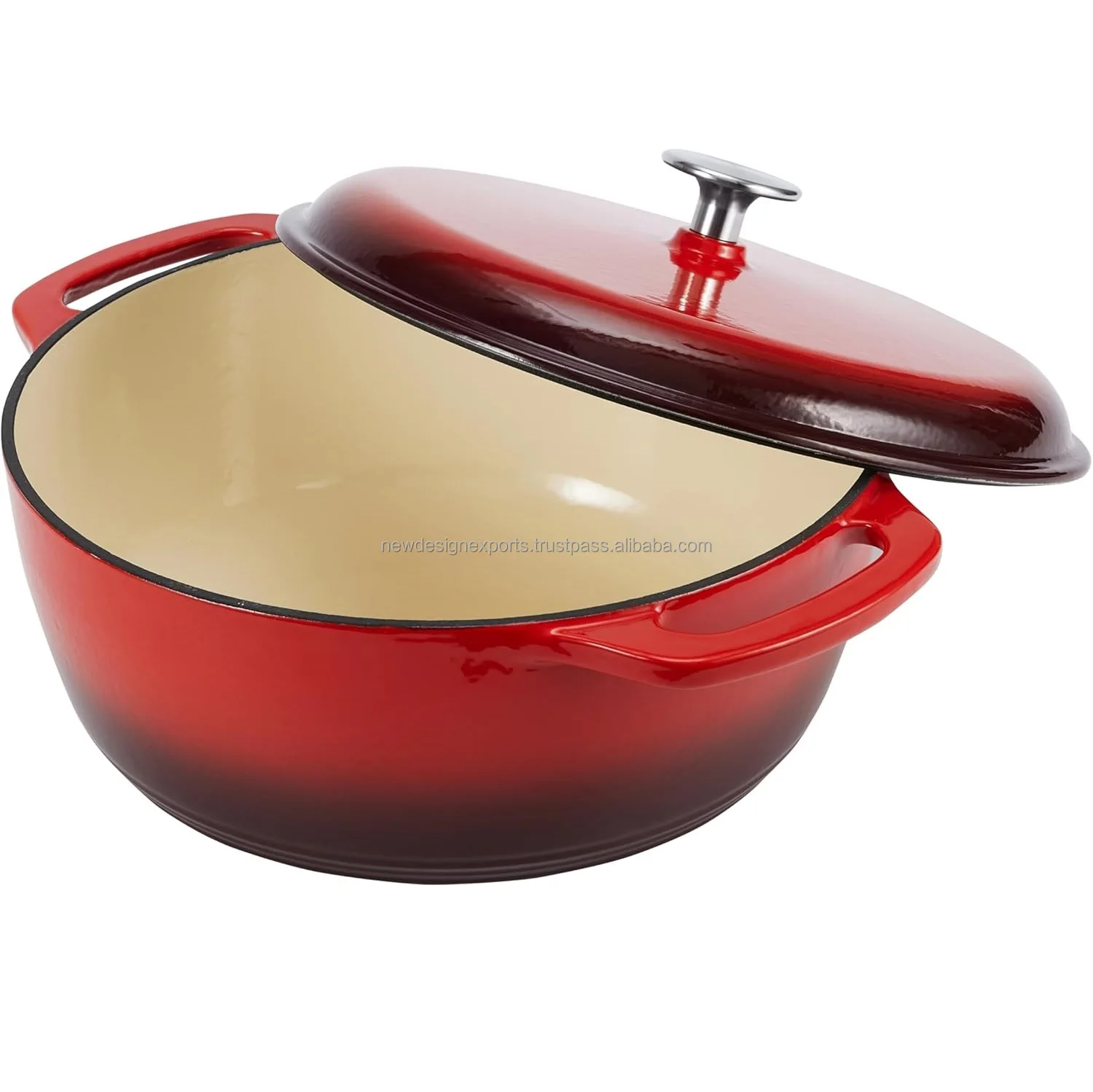 Cast Iron Round Dutch casserole with lid  Red