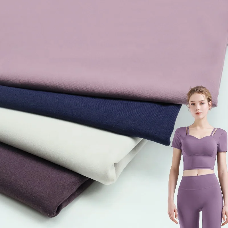 Nylon 80% Spandex 20% Fabric Lulu Nude Knitted Nylon Elastic Fabric, 40/30 Yarn Shark Skin Yoga