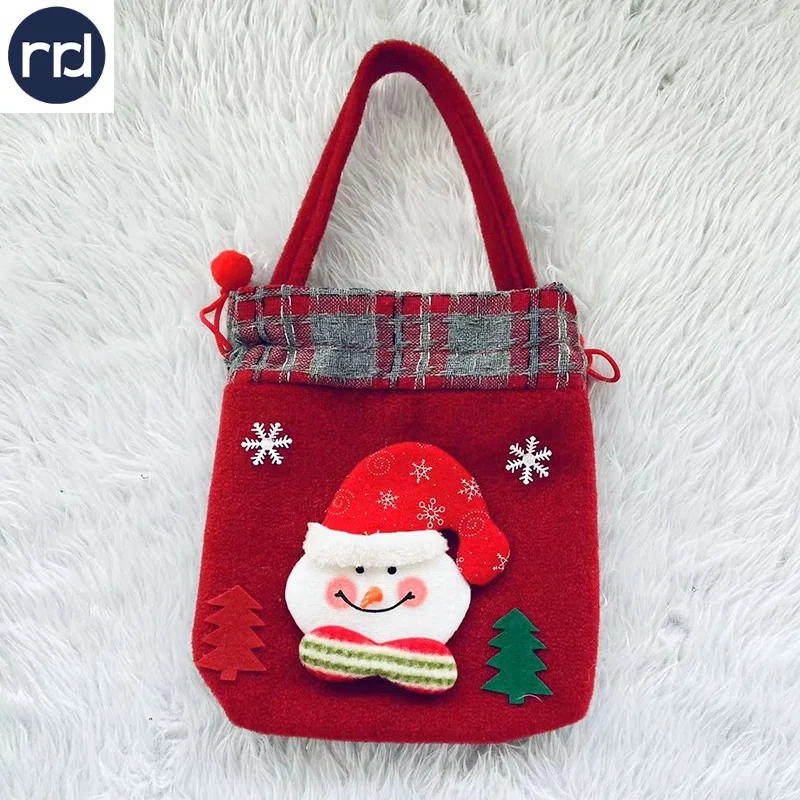 RR Donnelley New Arrival Christmas Velvet Reindeer Gift Bag Gold Antler Drawstring Sack Basket Monogram Xmas Gift Bags