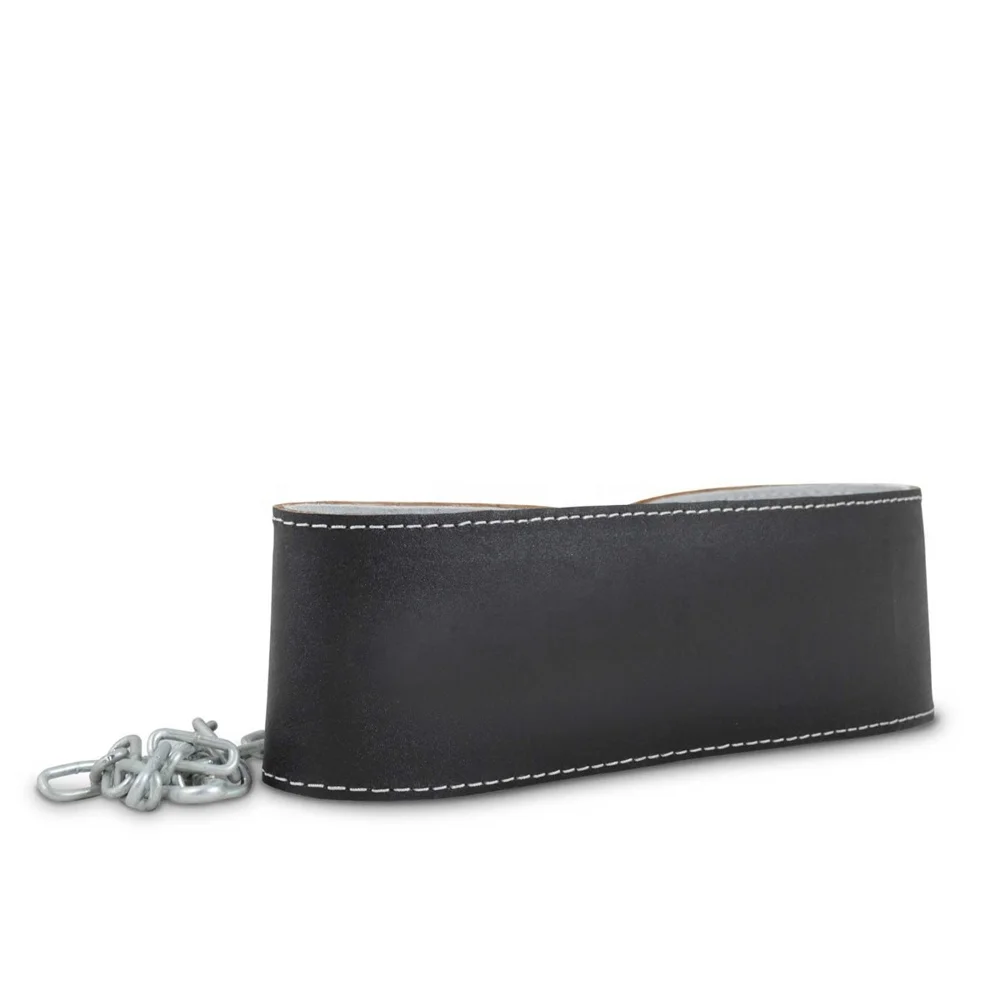 Сверхпрочный удобный кожаный ремень с металлической цепью для тяжелой атлетики