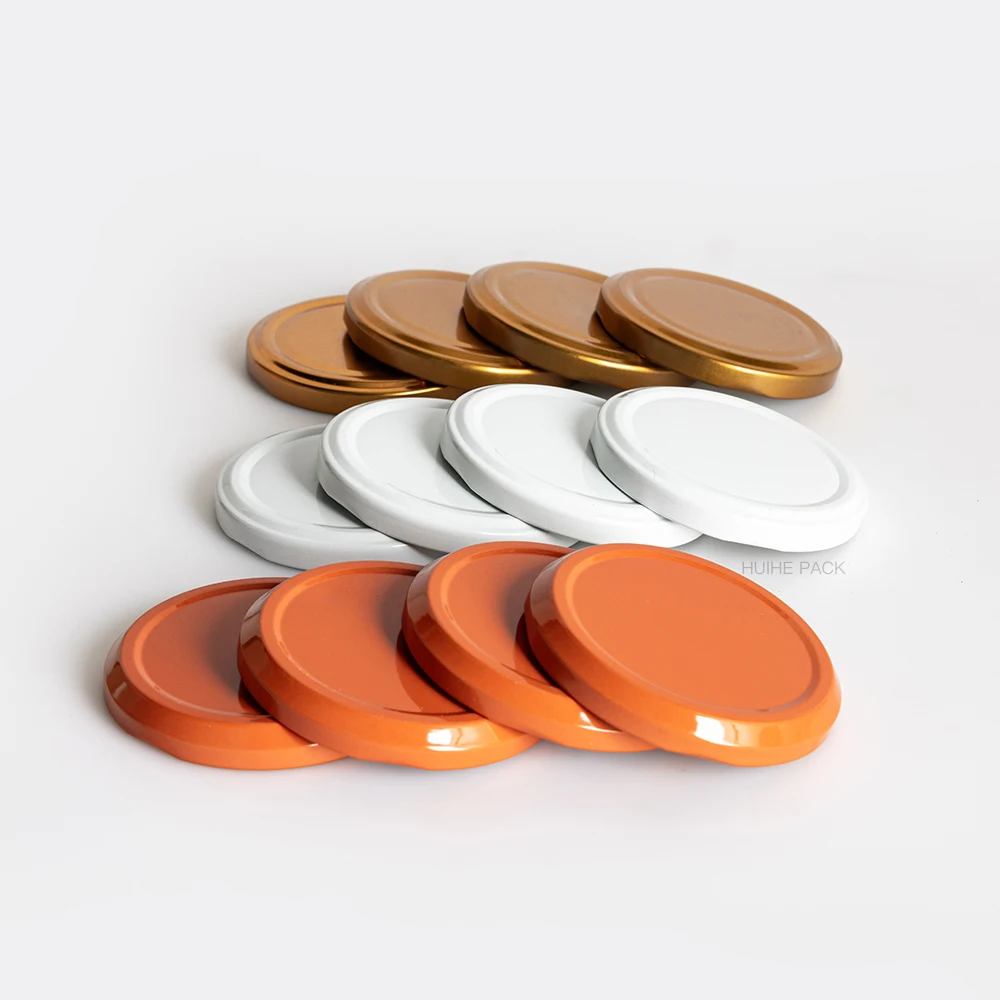China Manufacturer Rose Gold Orange White Custom Color 70 mm Twist Off Lids Tinplate Metal Lug Caps for Glass Jar Sealing