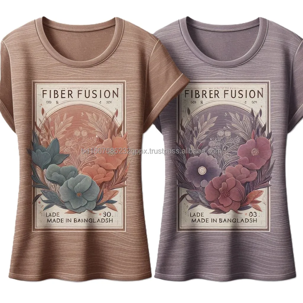 OEM 180 GSM 100% Cotton Ladies T-Shirts Premium Quality Digital Printed Custom Made Sizes Wholesale Bangladesh Knitted Fabric