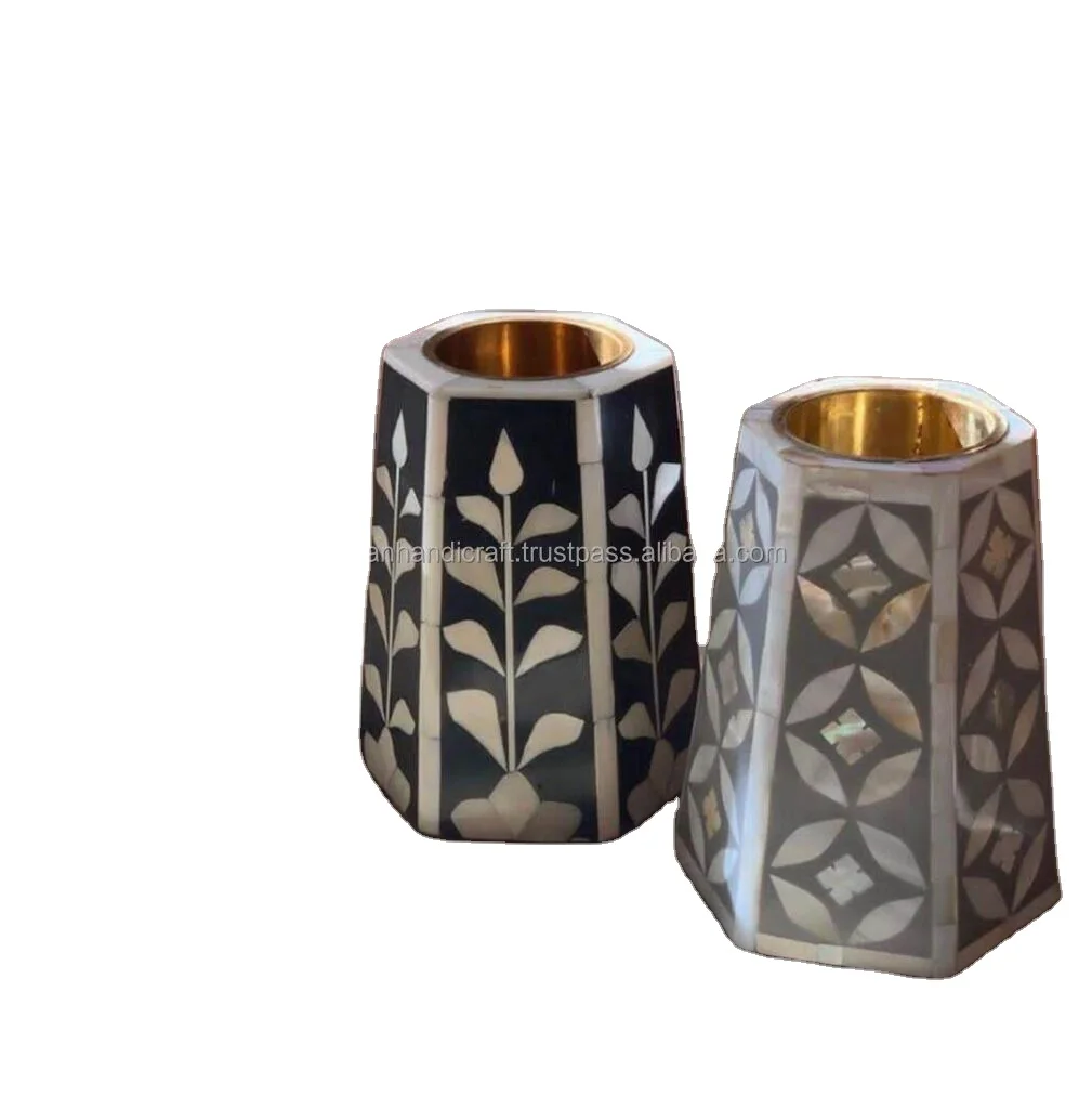 Handmade Bone Inlay Arabic Incense Bakhoor Burner Bone Inlay Burner With Metal Top And Wooden Base Stand In Wholesale Price