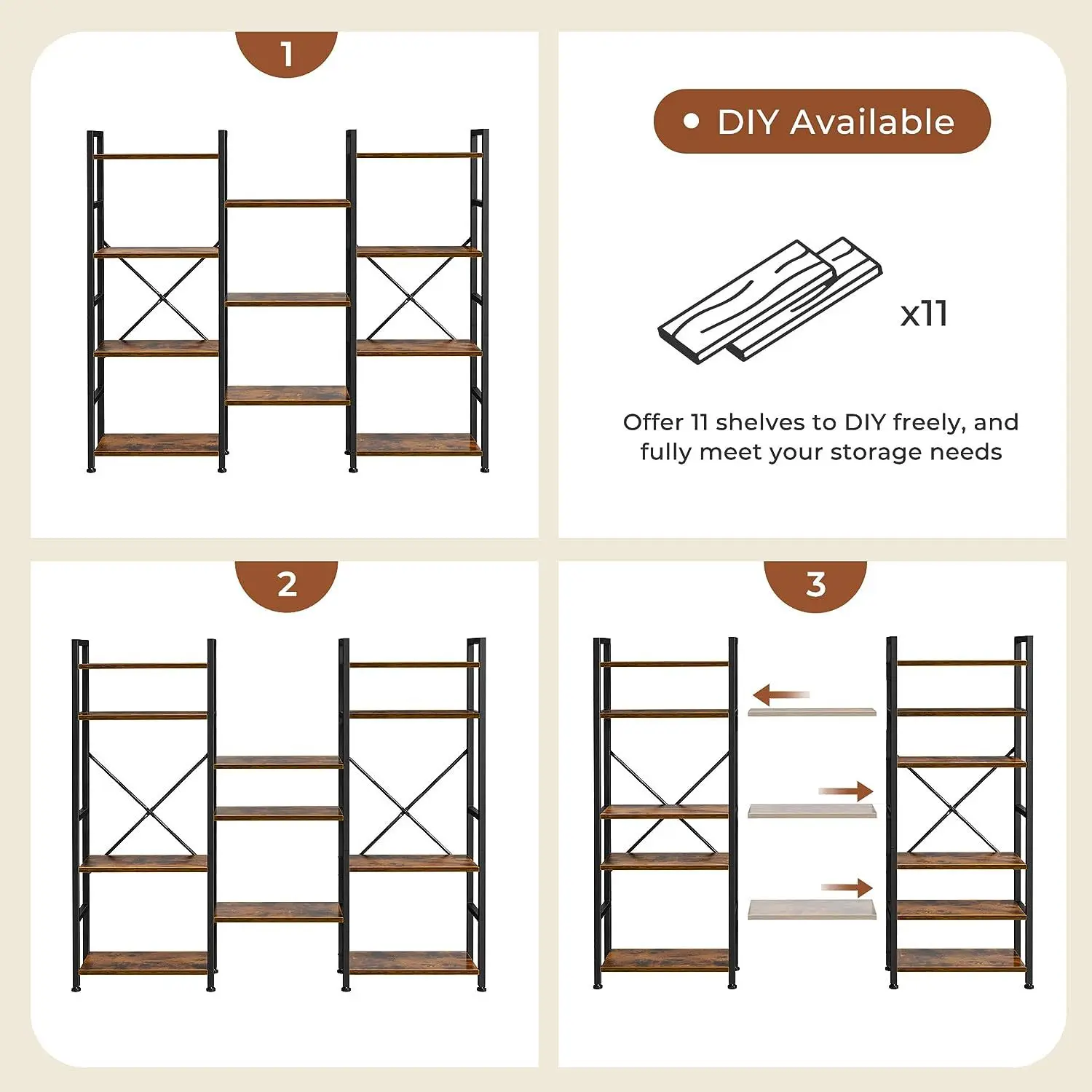 Modern Simple Home Multi-Layer Bookshelf Galvanized Metal Magazine Book Floor Bookcase Display Rack for Living Room Wall