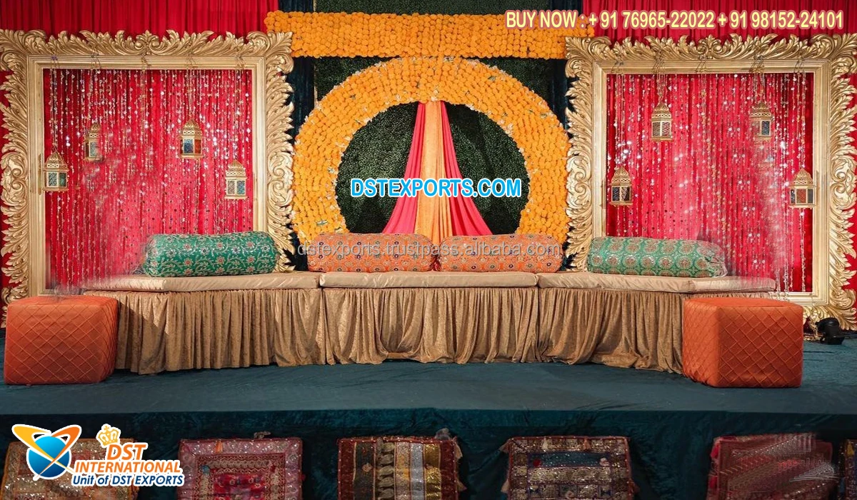 Rajwadi Style Wedding Stage Frames Decoration Traditional Royal Look Wedding Stage Backdrop Frame Indian Wedding FRP Frames Deco