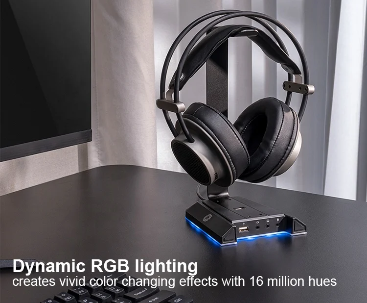 HPS04G-3 RGB игровая Подставка для наушников