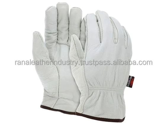 Wholesale Cow Split Mens White Yellow Driving Truck Worker Gloves 10 Inch Cowhide Leather Driver Gloves Safety