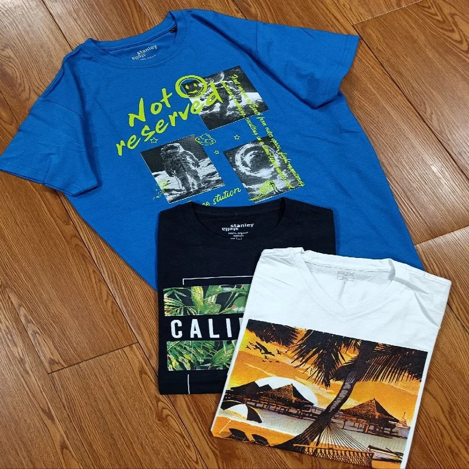 Custom 100% Cotton T-Shirt Heavyweight Oversized Drop Shoulder 220gsm 240gsm 300gsm Summer Branded Apparel Stock Lot Surplus