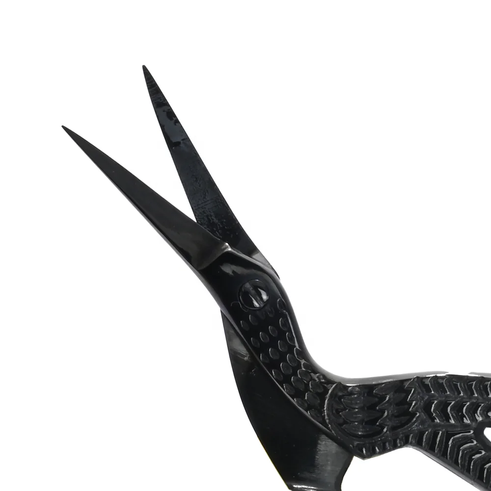  Black Customized Colorful Vintage Stork Bird Embroidery Fancy Scissors