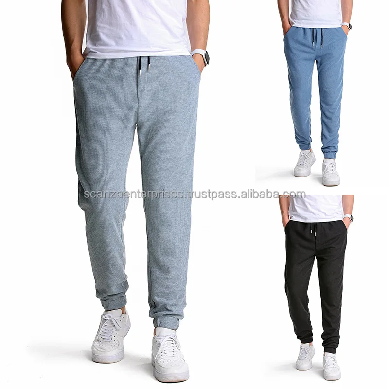 Men Custom Logo Waffle Jogger Pants Men Comfortable Breathable Track Pants