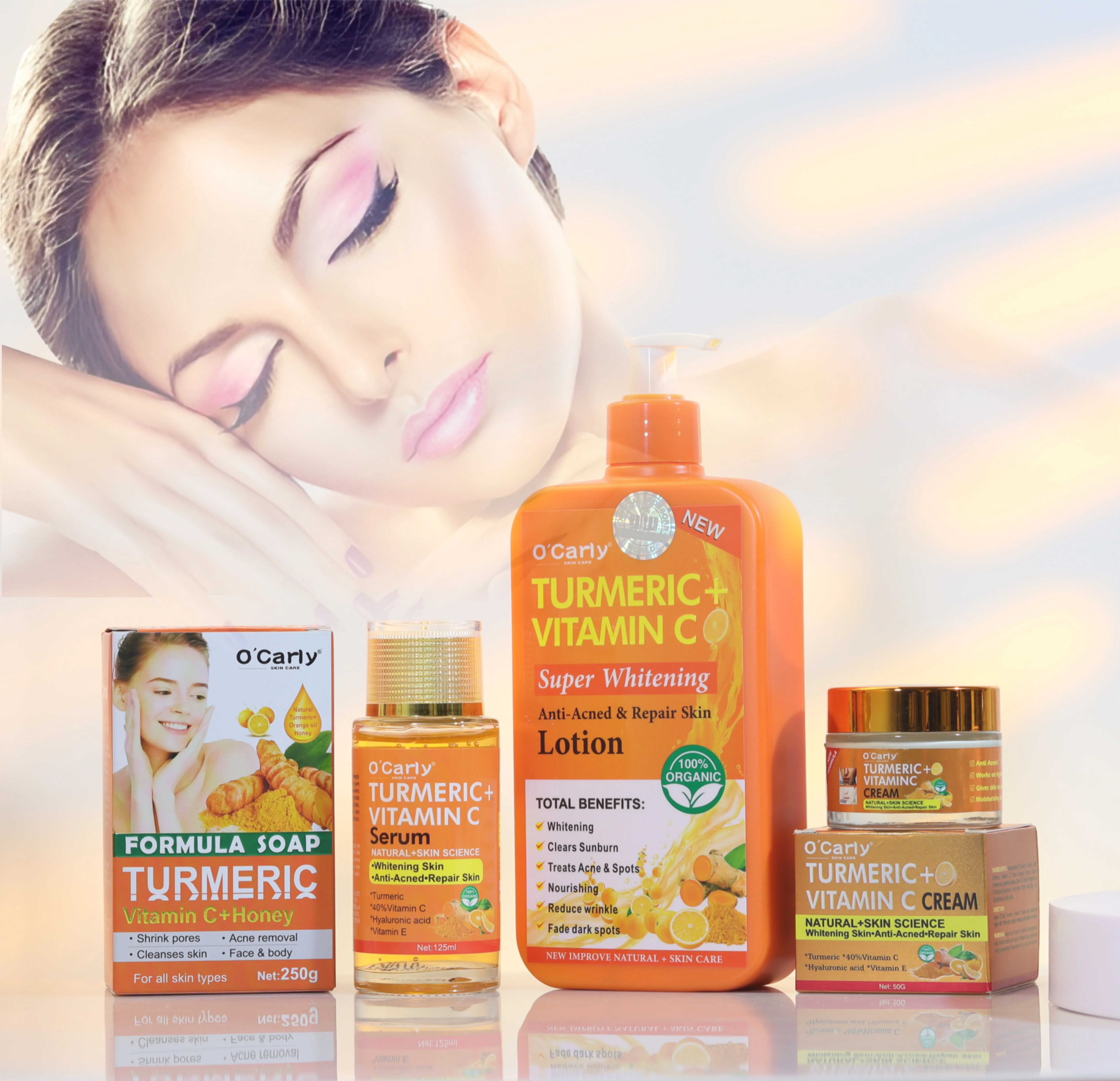 Personal brand O Carly Brightening Repair Skin Turmeric Vitamin C Whitening and Acne Nourishing skin set