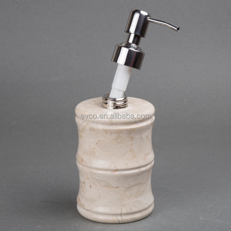 Panda Collection Natural Champagne Marble Lotion Dispenser with Stainless Steel Air Pump