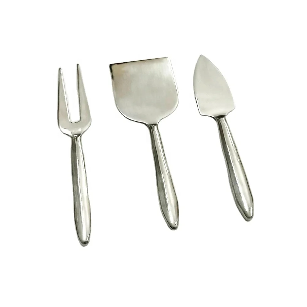 Solid Tip End Round Handle Stainless Steel Cheese Knives Set Round Bamboo Cheese Board Set Cheese Spreader Set