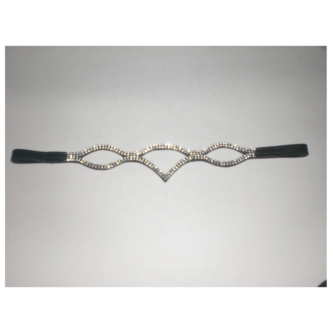 crystal bling horse brow-band rhine stone bling horse brow-band black color leather horse crystal brow-band