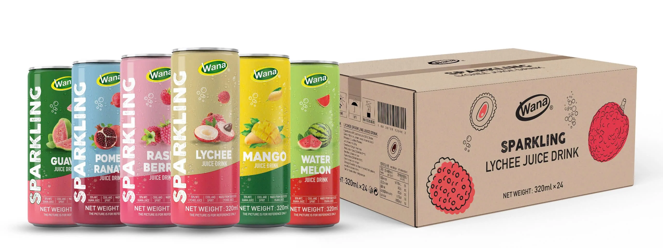 Wholesaler OEM Sparkling Lychee Juice Drink 320ml Alu Can from Vietnam Beverage Manufacturer Fruit & Vegetable Juice