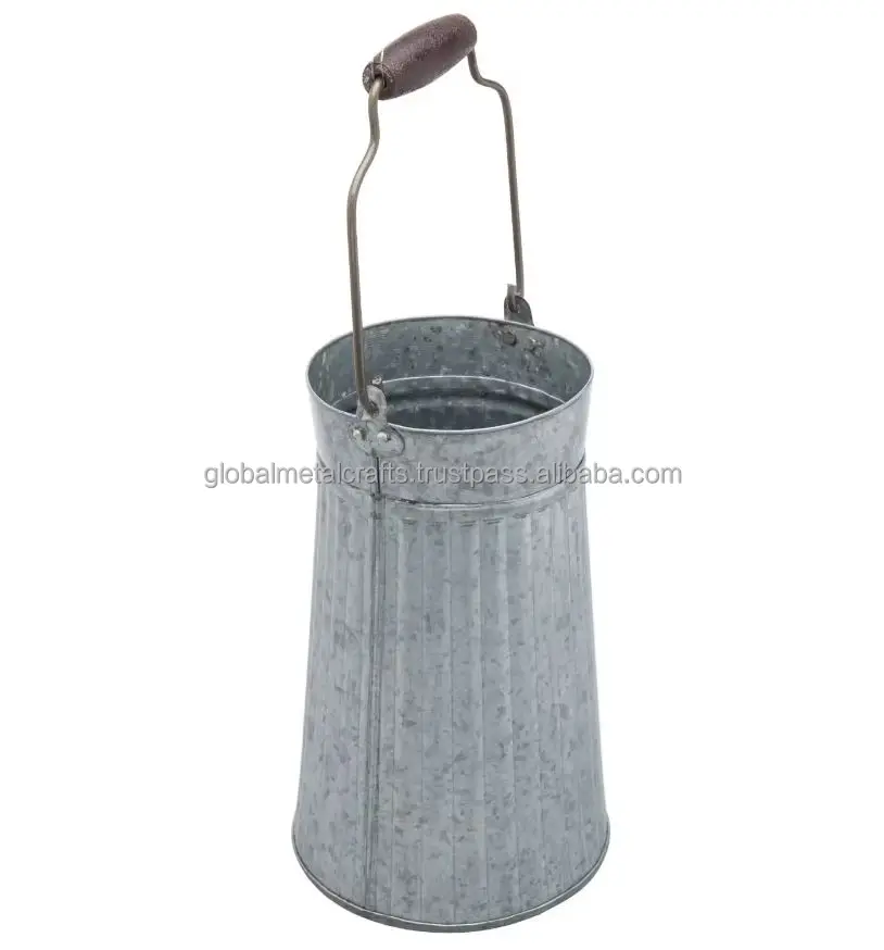 Wholesaler Galvanized galvanized planter with golden rim for Farmhouse Home Garden decor