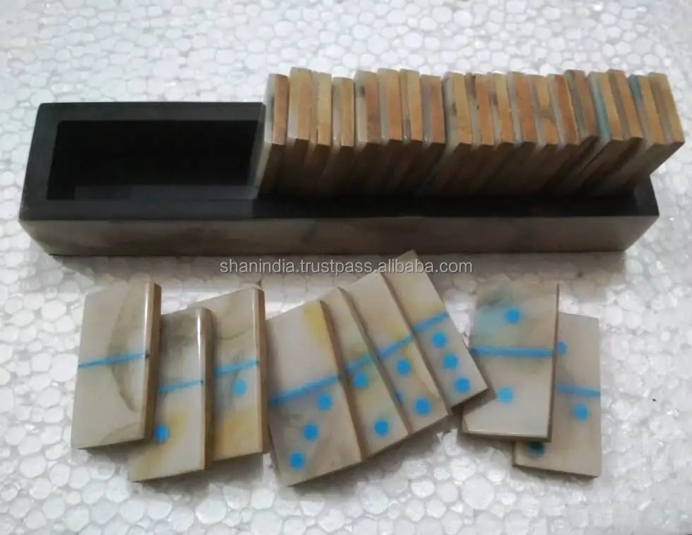 Modern Wood Resin 28 chips and Tray Domino Games for Kids and Adults