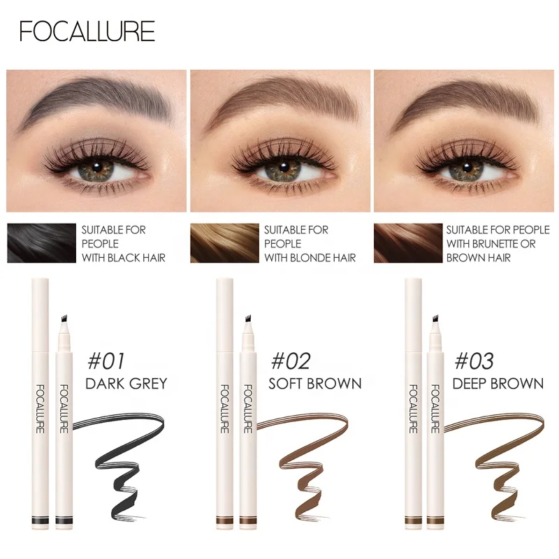 FOCALLURE FA161 Brow Pencil 3d Waterproof Microblading Eyebrow Pen 4 Point Eyebrow Pencil