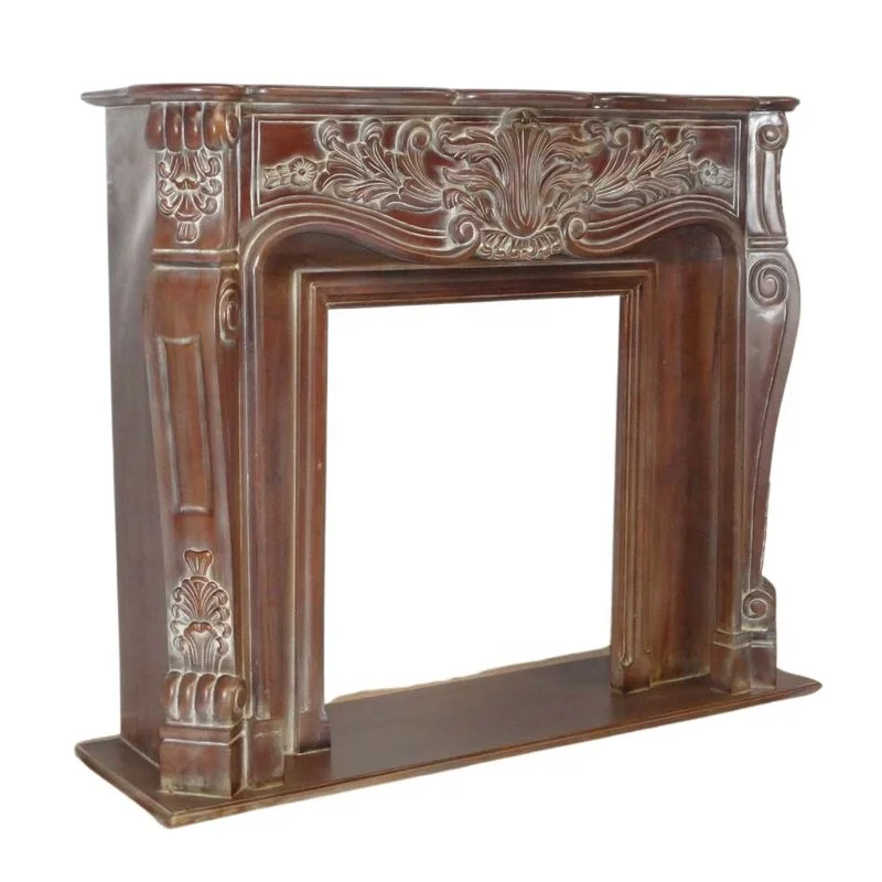 Золотой камин античный из массива дерева для гостиной и гостиничной мебели во французском стиле