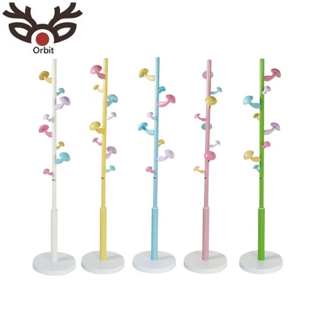 Creative Mushroom Type Coat Rack Hanger Metal Tube Plastic Base