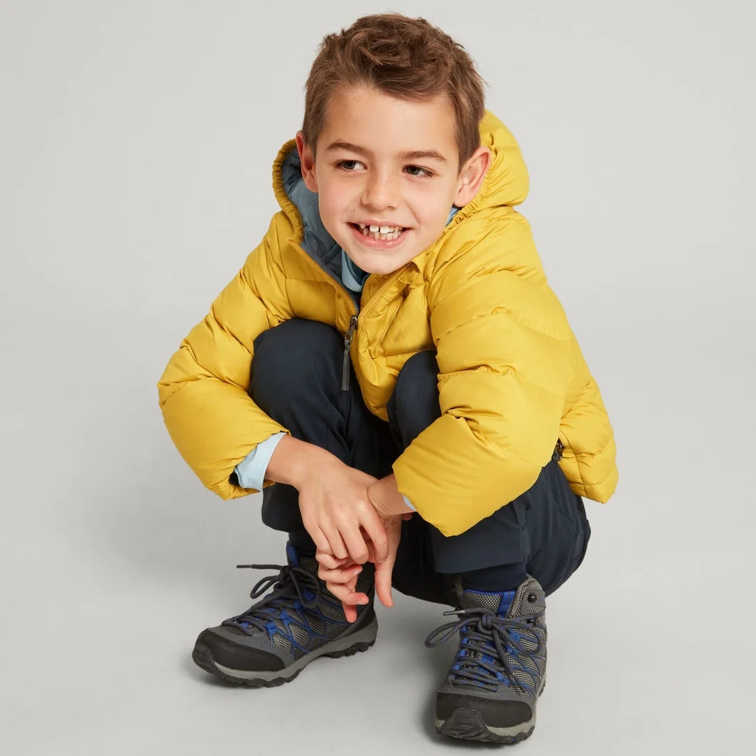 Puffer Jackets Kids Solid Orange Color Hooded Boys Mid-length Puffer Jacket Solid Thicken Hooded Padded Kids Jackets