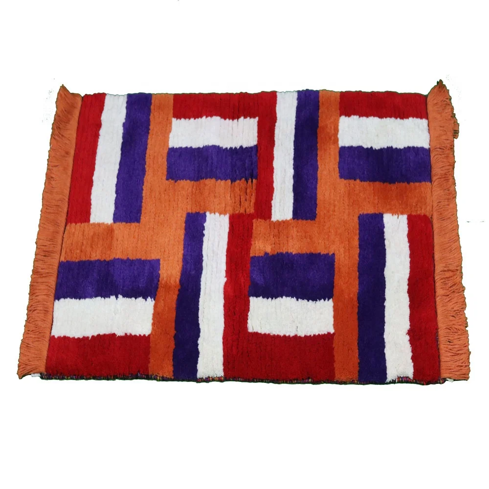 Handmade Handloom Soft Cotton Rug Floor mat for Sitting Meditation mat Machine Washable Prayer area Rug Mat