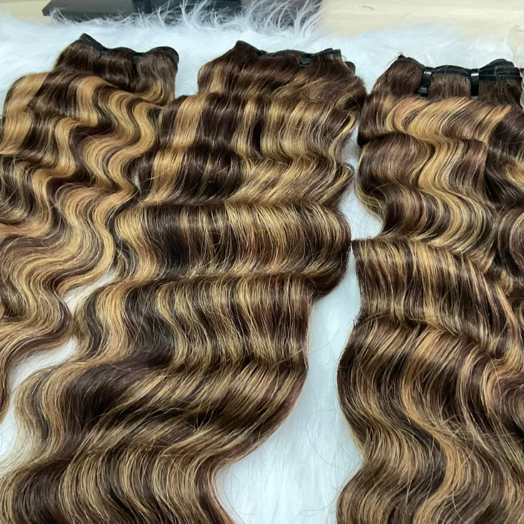Red Wine Ombre Deep Wave Human Hair Bundles Double Drawn Vietnam Hair Weave Wholesale Price