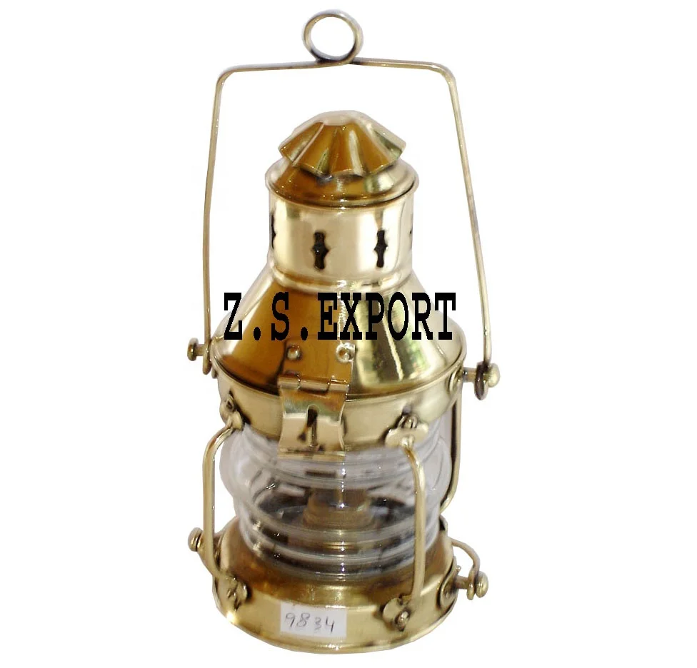 Trendy Brass Oil Lamp Stylish Shiny Finishing Design Emergency Kerosene Lantern Metal Hanging And Outdoor Champing Lamps