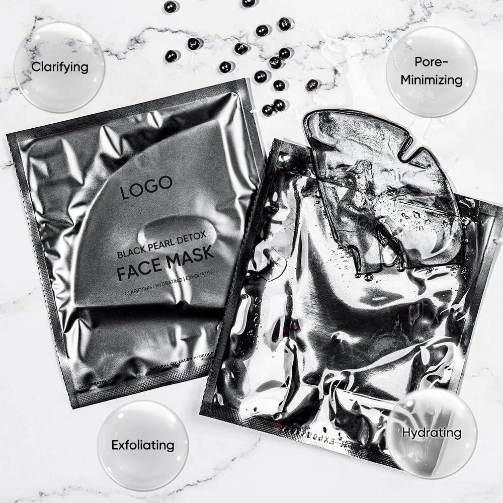 Private Label Clarifying Pore-Minimizing Exfoliating Hydrogel Gel Hydrating Black Pearl Detox Face Mask For All Skin Types