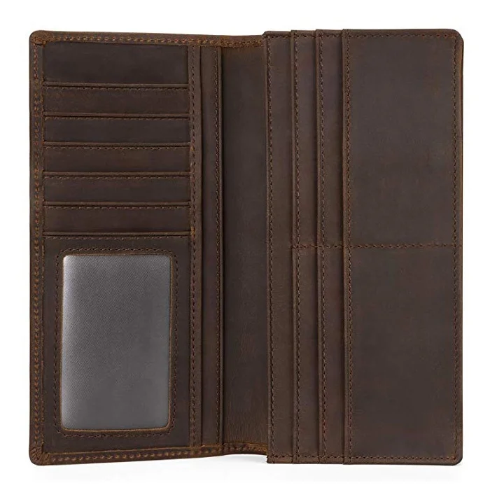 Custom Hand Stitched Genuine Leather Men Wallet Card Holder Latest Design Clutch Wallet for Men