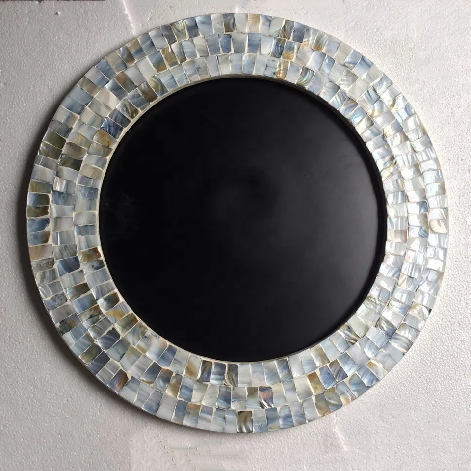 High quality new design round Mother of Pearl inlay wall mirror made in Vietnam