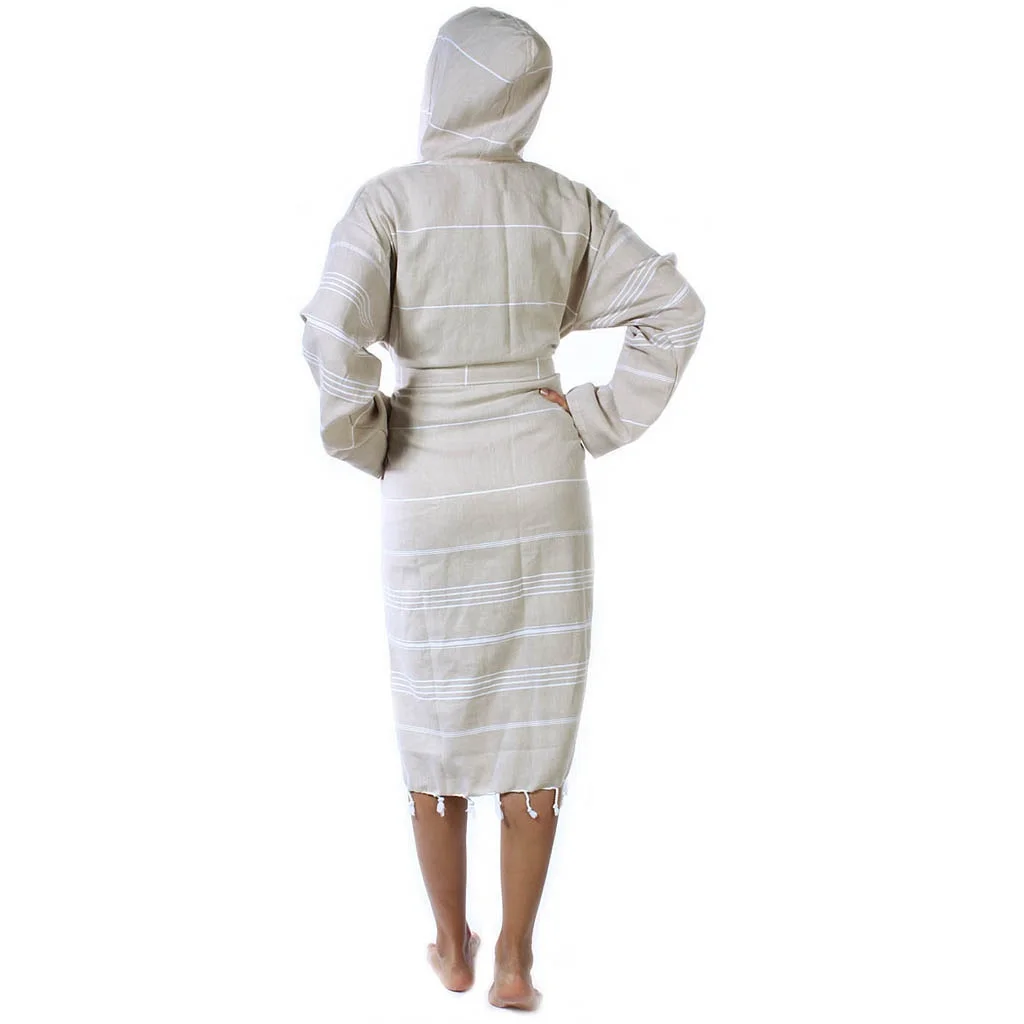 Pure Series Custom Logo Turkish Cotton Luxury Bathrobes for Women Men Lightweight Absorbent Hooded Hotel Robes with Tassels