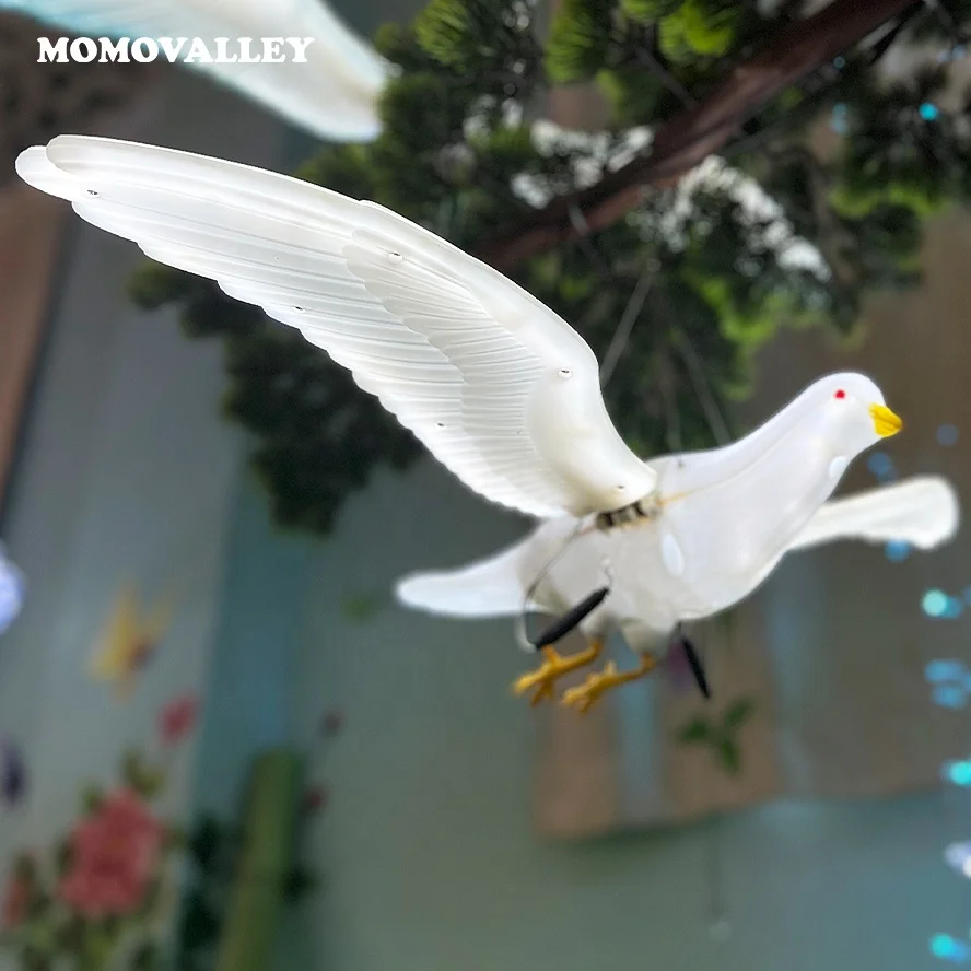 Waterproof dc12v white yellow light blue abs shell flying led pigeon lighting christmas bird ornaments decorations for outdoor