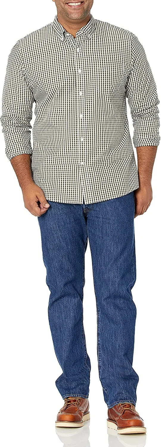 Мужская одежда 100% хлопок мужская деловая рубашка мини в клетку не мнется требует глажки