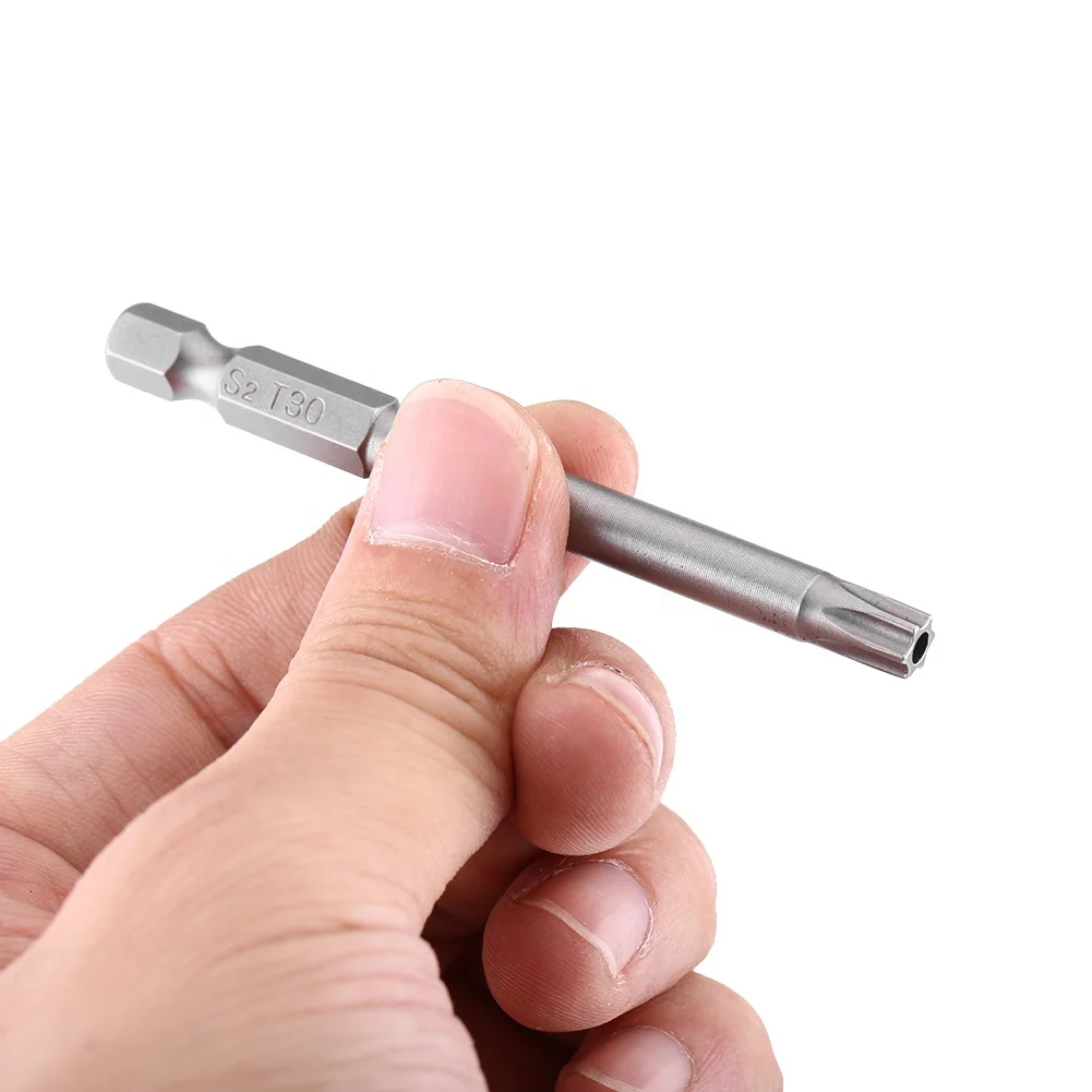 7pcs/set S2 Steel 75mm 1/4 Inch Hex Shank T 8-T30 Magnetic Security Star Screwdriver Bits