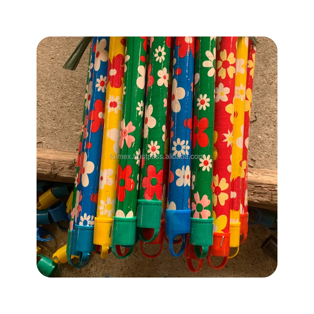 VietNam PVC-Coated Wooden Broom Stick Set Eucalyptus Handle with 1 Turn Head Cover PP Broom Head Mop Stick Dustpan Home Cleaning