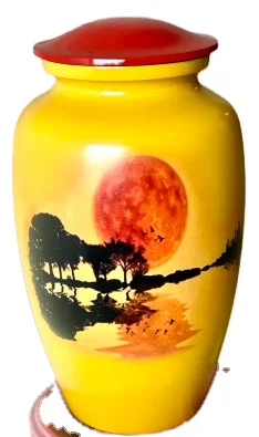 Ручная затеняющая облака на алюминиевой классической урне для кремации похоронные принадлежности захоронения урны взрослых индия