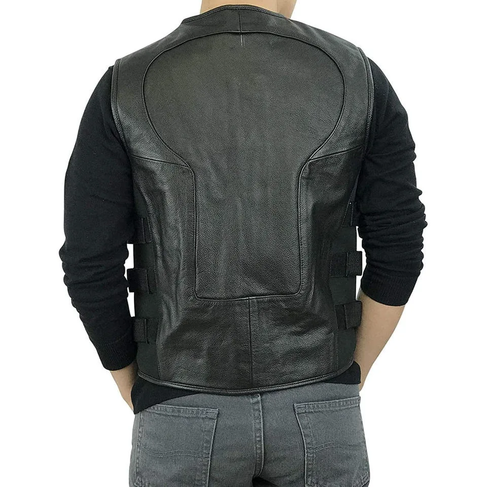 Leather Vest Motorcycle Men Fashion Customize Wholesale Vest Top quality motorcycle body armor vest good quality
