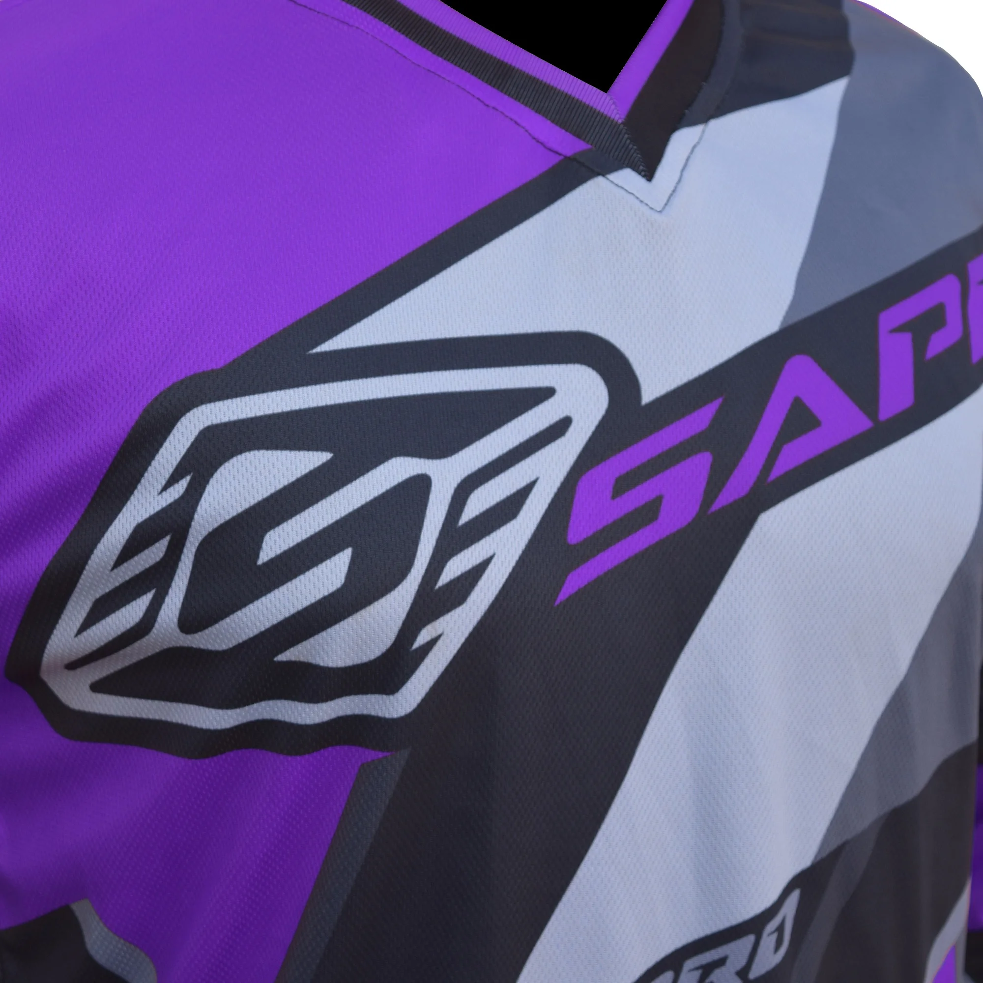 PURPLE POLYGONAL High Quality Motocross Jersey Made of 100% Polyester ODM & OEM Micro Mesh Fabric with Never Fading Color Design