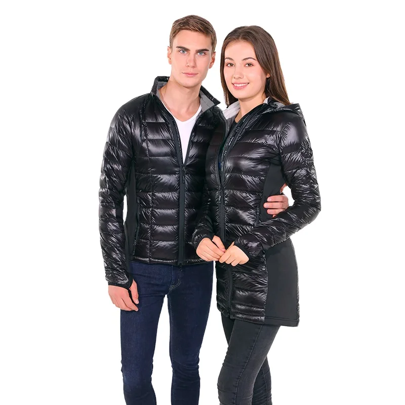 Stylish 2022 Custom Ladies Thick Down Jacket Female Black Hooded White Duck Down Jacket