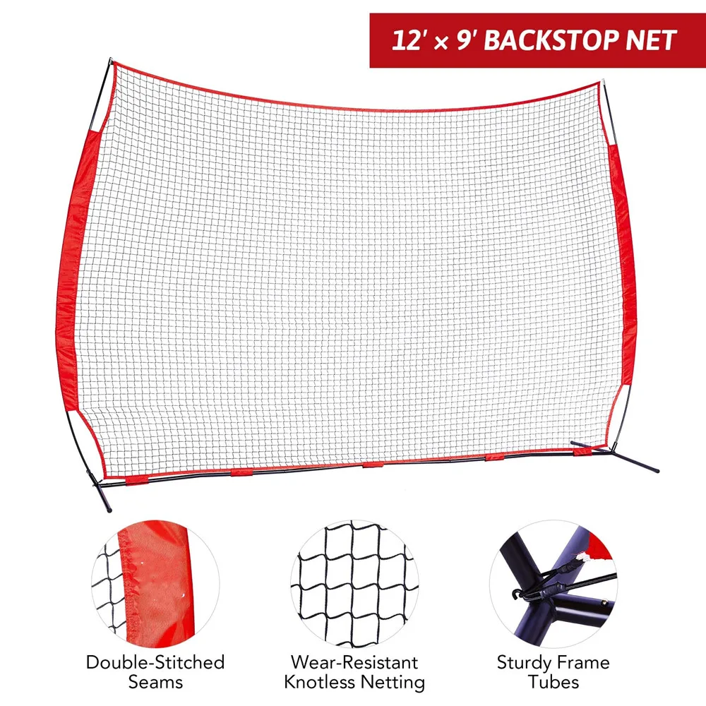 BS07A Baseball Batting Backstop Net, Polyethylene Backstop Net 12X9FT Backstop Net, Backstop Net