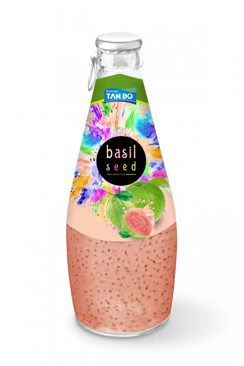 Basil Seed Drink Bottle with Guava Juice 290ml glass bottle Thailand Beverages Free sample Free Private Label
