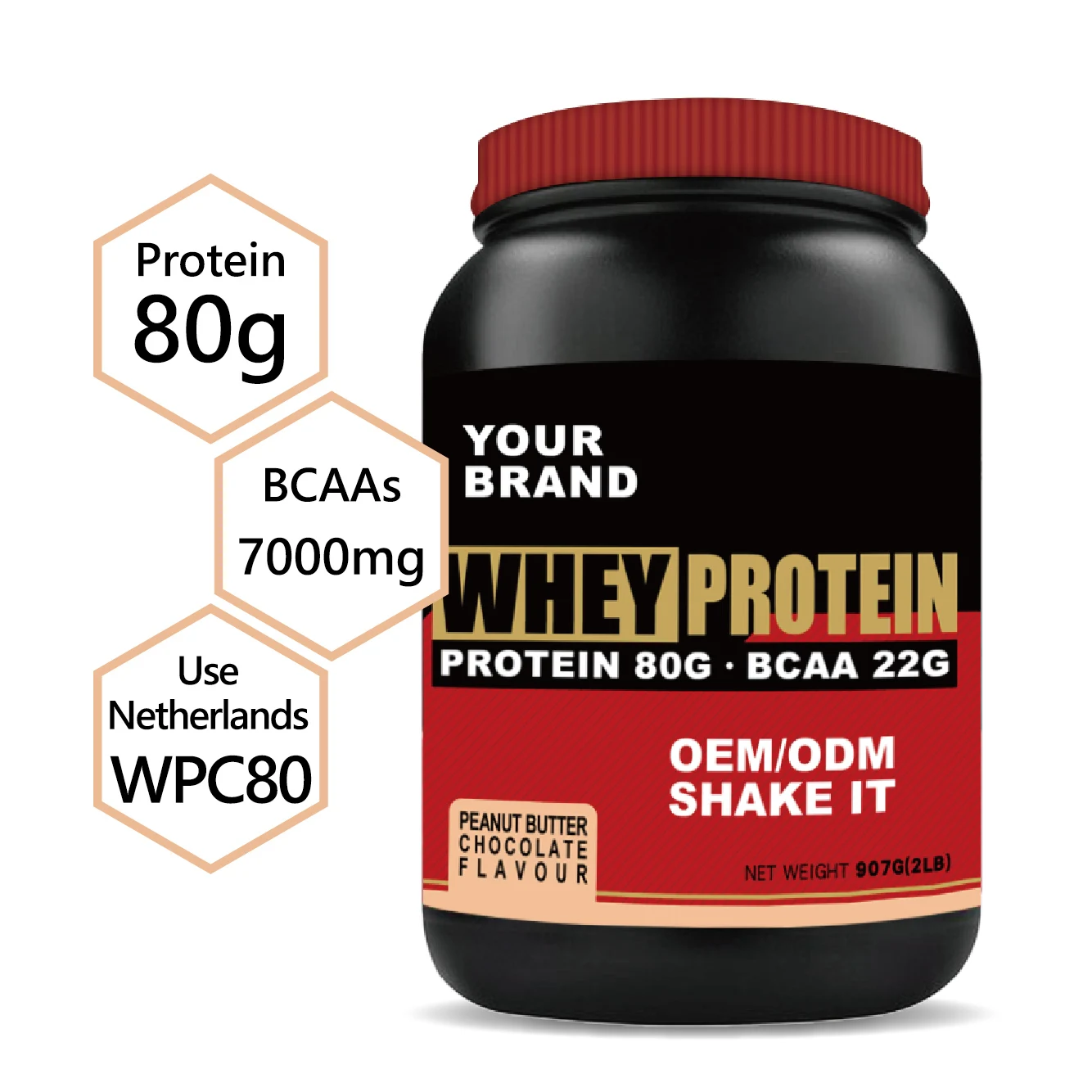 Customize whey protein powder 100% whey peanut chocolate Flavour 2LB