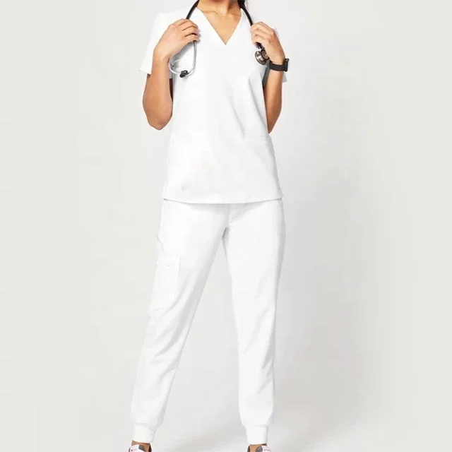  Горячая Распродажа моющаяся мягкая эластичная ткань бордовый медицинский скраб набор медицинская медсестра униформа на заказ Больничная