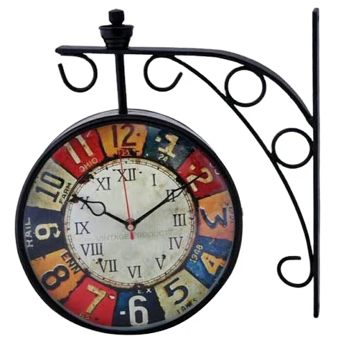 hot selling Vintage Pure Iron Station Wall Clock Top Quality Round Shape Wrought Iron Station Wall Clock At Cheap Price