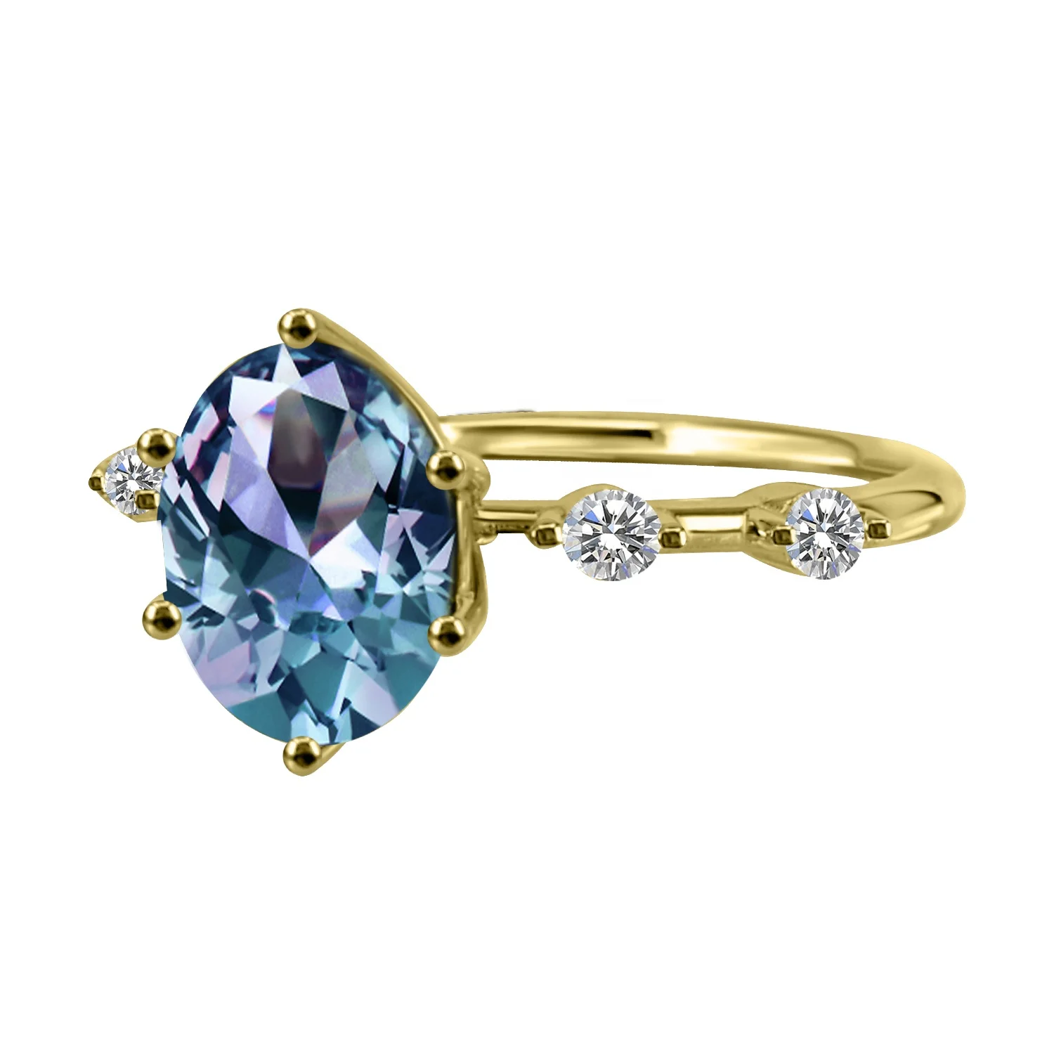 New Silver 925 Color Change Gemstone Jewelry Vintage Oval Cut Alexandrite Engagement Ring For Women Destiny Jewellery